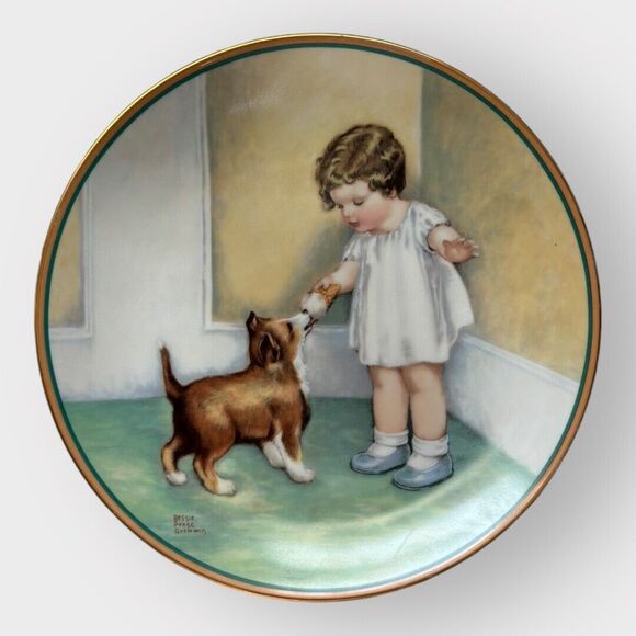 Bessie Pease Gutman Decorative Plate The Reward Vintage 1985 Child Puppy 8" - Picture 2 of 10